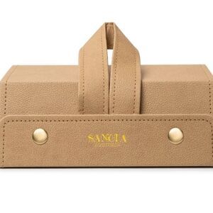 Sancia Australia Tan Faux Leather Sunglass / Glasses Case Holds Three Pair NWOT